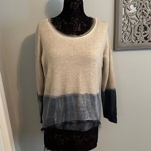 Tempo Paris Two-Tone Sweater in Cream and Blue s/m